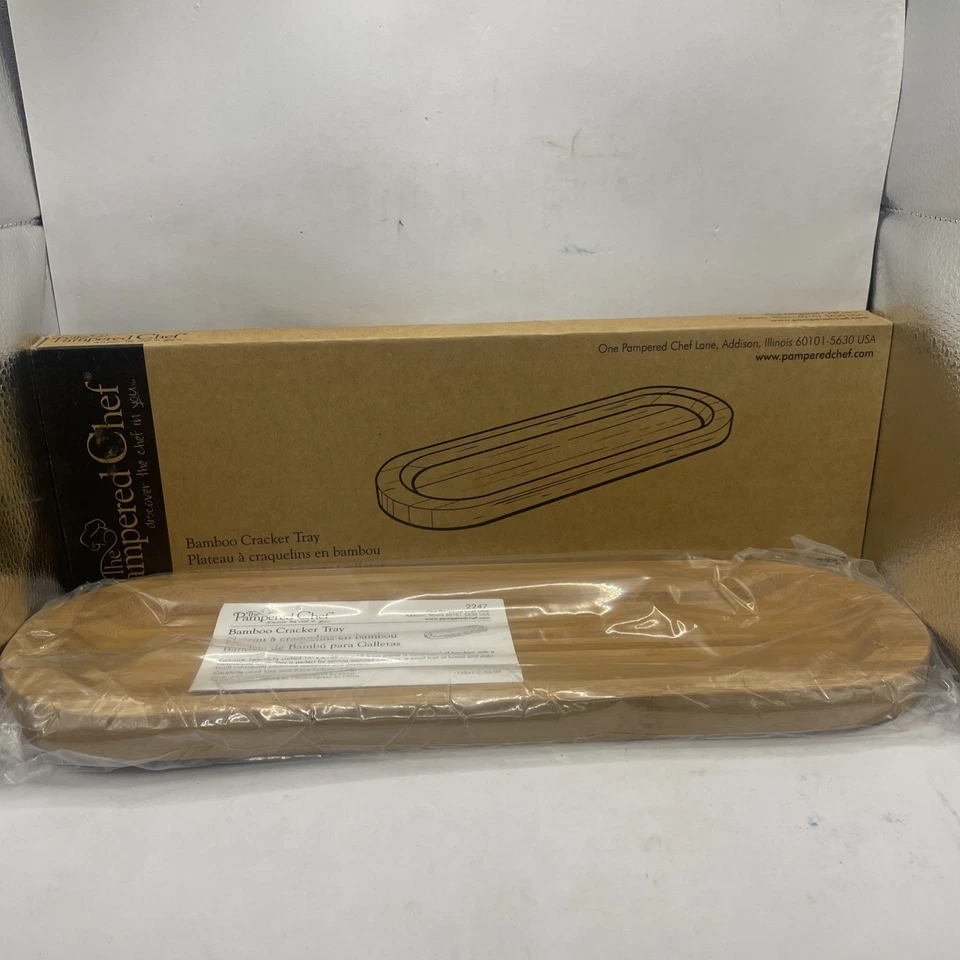 The Pampered Chef 15" Bamboo Wooden Cracker Tray 2247 Server Platter Plate Plank - Image 1 of 1