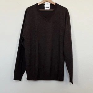 Herren TURNBURY MERINOWOLLE dunkelbraun Pullover Pulli V-Ausschnitt Langarm Gr. L - Bild 1 von 2