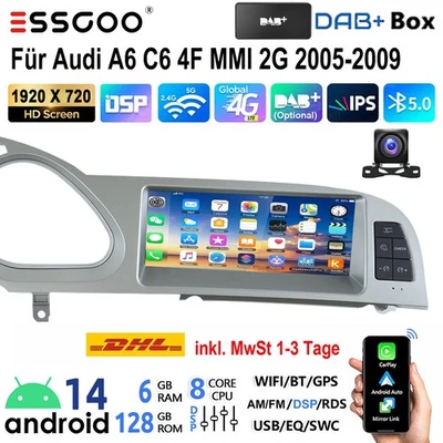 Für Audi A6 C6 4F MMI 2G 2005-2009 Android DAB+ Autoradio Carplay GPS NAV 6+128G - Bild 1 von 4
