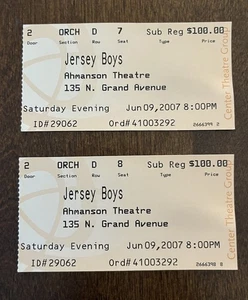 Jersey Boys Los Angeles 2 Ticket Stubs Ahmanson Theater June 2007 - Picture 1 of 2