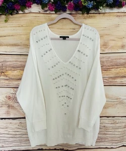 A Love Story Damen Plus verzierter V-Ausschnitt Dolmanärmel Tunika Pullover Größe 3X - Bild 1 von 14