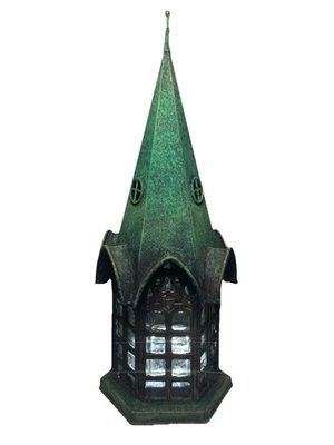 Campanario de metal gótico Tealight ventana puerta con bisagras pátina de cobre envejecido Ren Faire Foto 1 de 4
