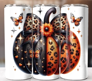 Kürbisse & Schmetterlinge 20 Unzen Becher — Herbst Natur inspiriert Edelstahl Tasse - Bild 1 von 4