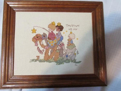 Completed Framed Precious Moments They Followed His Star Cross Stitch - Image 1 of 3