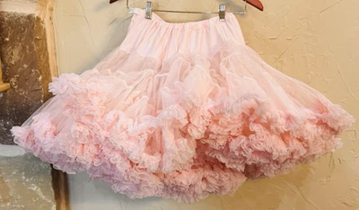 Pink Vintage Nylon Crinoline Fluffy Petticoat Square Dance Rockabilly Punk - Image 1 of 4