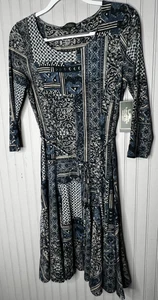 Abito Lauren Ralph Lauren donna M stampa patchwork estivo boho casual nuovo $125 - Foto 1 di 15