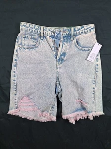 WILD FABLE Damen Pink Acid High Cut-Off Distressed Bermuda Jeansshorts Gr. 2 - Bild 1 von 9
