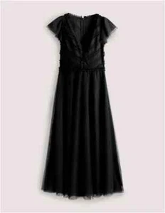 BODEN V-Neck Tulle Maxi Dress BLACK RRP £160 SIZE UK 12R D0426 BRAND NEW D33 - Picture 1 of 5