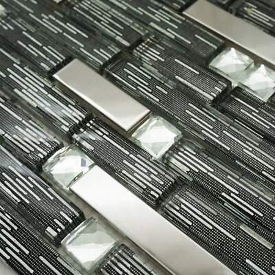 Mosaic Tiles Sheet Ruby Black Diamond Designer Glass For Walls Floors Bathrooms - Image 1 of 4