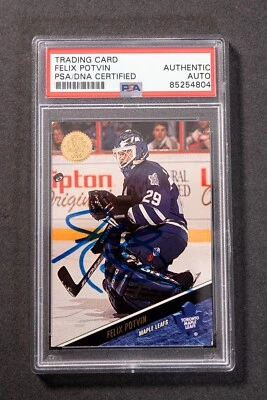 Felix Potvin,多伦多枫叶队 - 签名 1993 Leaf 曲棍球卡 - PSA/DNA — 第 1/2 张图片