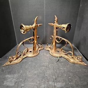NICE pair Antique Bronze Bracket Sconces Medieval Gothic castle - Picture 1 of 14