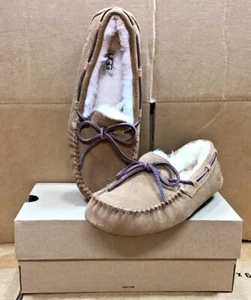 UGG Women's Shoes Dakota Suede Moccasin Slippers Brown - Picture 1 of 8