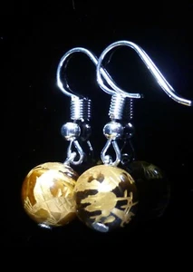 Tiger Eye, Dragon Carved Earrings Zodiac  - Picture 1 of 3