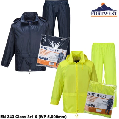 Men's Portwest Hardwearing Waterproof Rainsuit | Jacket & Trousers Full Suit Set - Image 1 of 4