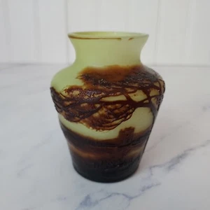 Antique French J. Michel of Paris Cameo Glass 3.4" Tall Vase - Picture 1 of 11
