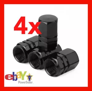 4 x Tyre Cap Black Wheel Tyre Valve Air Dust Screw Caps Car Truck Bike - Picture 1 of 6