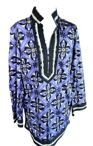 Dana Buchman Floral Tunic Blouse Side Zipper Purple & Black Pattern - Picture 1 of 10