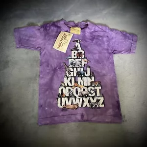 The Mountain - Vintage Alphabet T-Shirt Youth Size Small Hand Dyed Purple 2000 - Picture 1 of 9