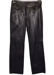 Michael Kors schwarze Lederhose gerades Bein Größe 10 - Bild 1 von 7