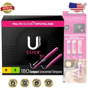Pocket-Sized Click Tampons - Regular/Super Absorbency, Fragrance-Free, 180 Ct. - Picture 1 of 10