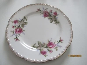 Esco Moosrose Porzellan Speiseteller Rosen Coupe Goldrand 10 1/8" Japan - Bild 1 von 3