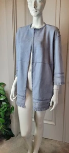 Zara Faux Suede 3/4 Sleeve Open Front Jacket Sz S - Picture 1 of 10