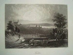 Fulda Gesamtansicht mit dem Dom Hessen Bischof echter alter Stahlstich 1844 51 - Picture 1 of 1
