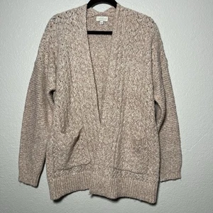 Lucky Brand Gr. XL rosa Häkel Strick offene Strickjacke Langarm dick Grobstrick - Bild 1 von 4