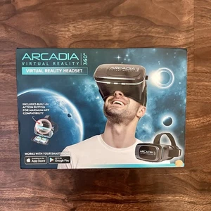 Arcadia VR Virtual Reality 360 Headset Black Smart Phones Google Cardboard NIB - Picture 1 of 9