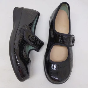 $168 APEX by Atrex 8W Shoes Lucy Black Patent Croc Mary Jane Slip-On - Picture 1 of 8