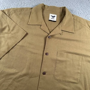 Yiume Shirt Mens XXL Olive Linen Blend Short Sleeve Camp Button Front Casual - Picture 1 of 12