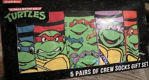 Teenage Mutant Ninja Turtles 5 Pairs of Crew Socks Gift Set Men's Size 6-12 NIB - Picture 1 of 7