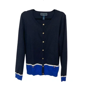 Karen Scott moderne alte Geld Maritim Karriere Strickjacke Goldknöpfe Gr. XXL - Bild 1 von 6