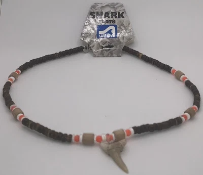 Surf Style Necklace Brown White Orange Shark Tooth Adjustable 18" 716715 BOGO! - Image 1 of 2