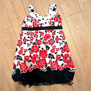 🆕 Trixxi Plus 14 14w 1X Floral Polka Dot Dress Retro Tulle Rockabilly Red NEW - Picture 1 of 5