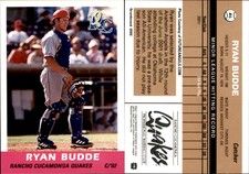 Ryan Budde 2002 Grandstand Rancho Cucamonga Quakes #NNO Card *AutographDen*