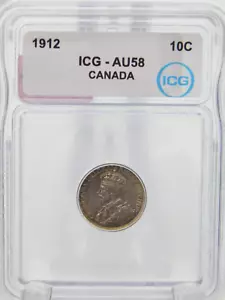Kanada 10 Cent Stück 1912 - Groschen Münze - ICG gestempelt AU 58 (BT477) - Bild 1 von 4