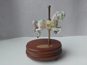 Melodies Carousel Porcelain Horse Plays Carousel Waltz Musical w/ Plaque - Picture 1 of 9