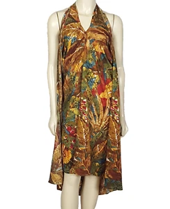 SOFT SURROUNDINGS multi-colored halter open back summer Tassel dress size Small - Picture 1 of 12