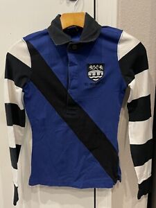Ralph Lauren RL Rugby FC Embroidered Long Sleeve Blue Black White Shirt XS