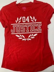 Justice Girls T-shirt Top Size M (10) Red & White - Picture 1 of 3