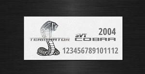 Custom SVT Terminator Cobra / Truck Interior Engine Engraved Badge Dash Plaque - Picture 1 of 1