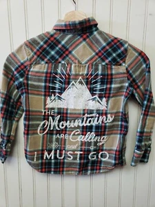 Flannel Shirt  Arizona kids size 6.  vintage upcycle The Mountains are Calling - Picture 1 of 6