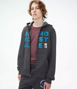 Neu mit Etikett 3XL Aeropostale grau Hoodie Sweatshirt durchgehender Reißverschluss Logo XXXL Jacke 3X neu - Bild 1 von 5
