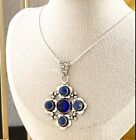 Lapis Lazuli Gemstone Handmade 925 Sterling Silver Necklace Blue Topaz Jewelry