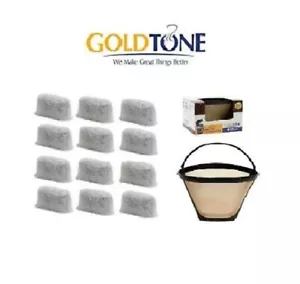 (12) GoldTone Charcoal Water Filters & #4 Cone Filter for Cuisinart Coffee Maker - Picture 1 of 11