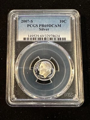 2007 S ROOSEVELT DIME PCGS PR69DCAM SILVER 624 - Image 1 of 4