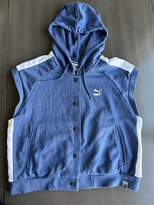 Puma Damen Hoodie Größe Medium blau ärmellos Knopf Druckknopf aktiv gebraucht, in einwandfreiem Zustand - Bild 1 von 8