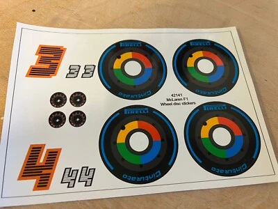 Lego McLaren F1 2022 42141 Pirelli wheel & driver sticker set Lando / Ricciardo - Image 1 of 4