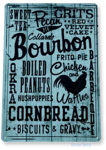 TIN SIGN Kitchen Bourbon Blue Kitchen Cottage Farm Beach House Metal Decor B888 - Picture 1 of 2